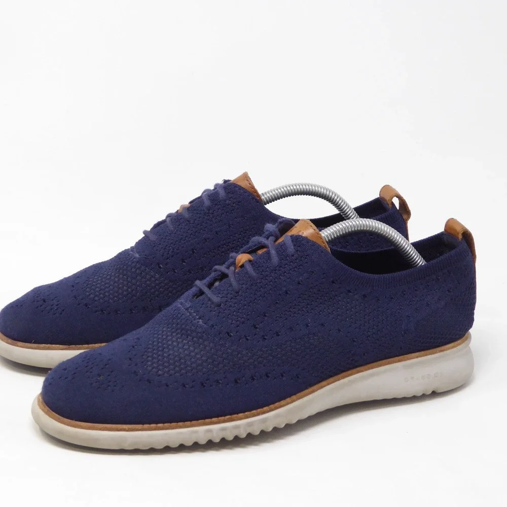 Cole Haan Mens 2.ZEROGRAND Stitchlite Oxford Shoes Navy Blue Knit C27569 Size 9